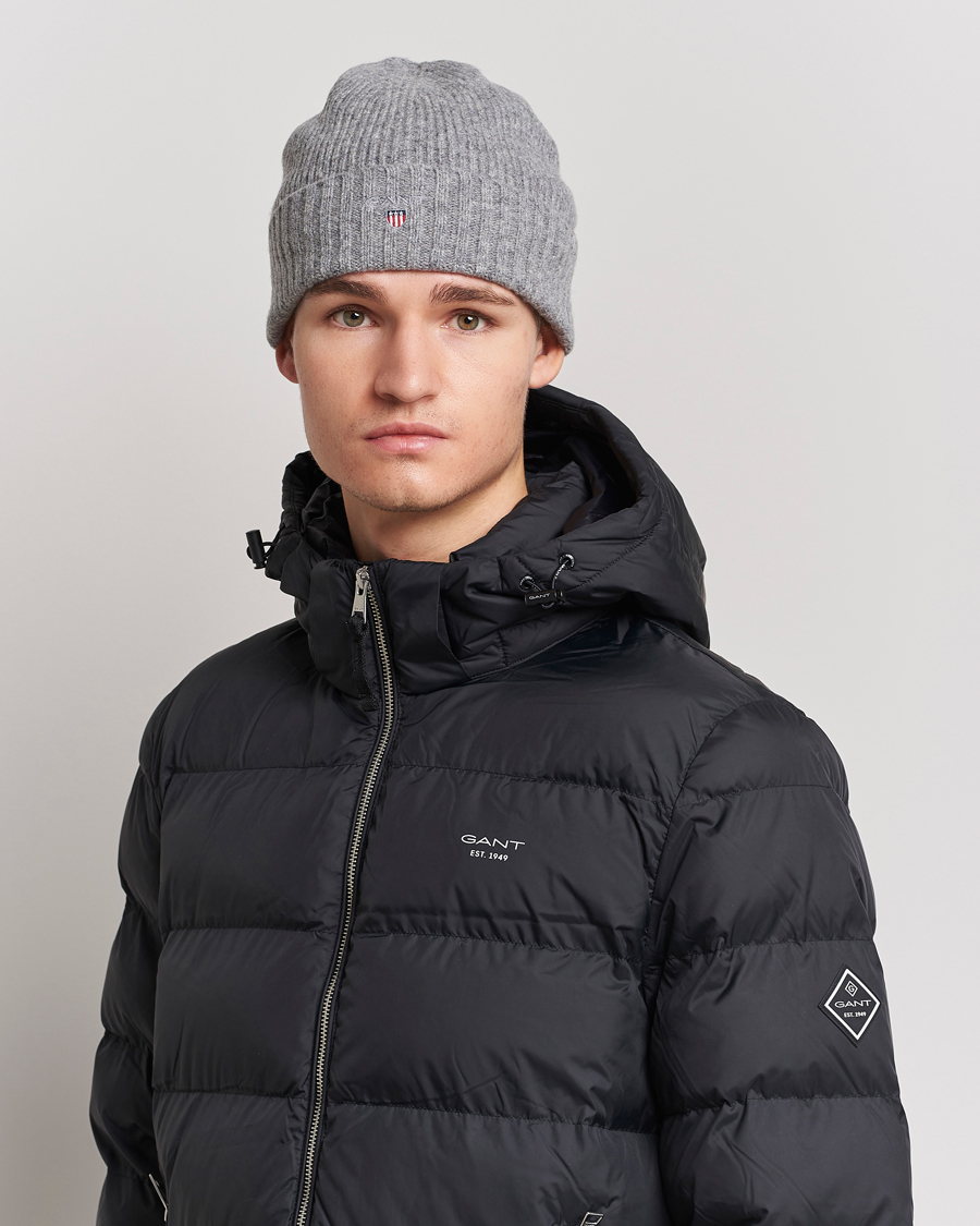 Herren | GANT Wool Lined Beanie Dark Grey Melange | GANT | Wool Lined Beanie Dark Grey Melange