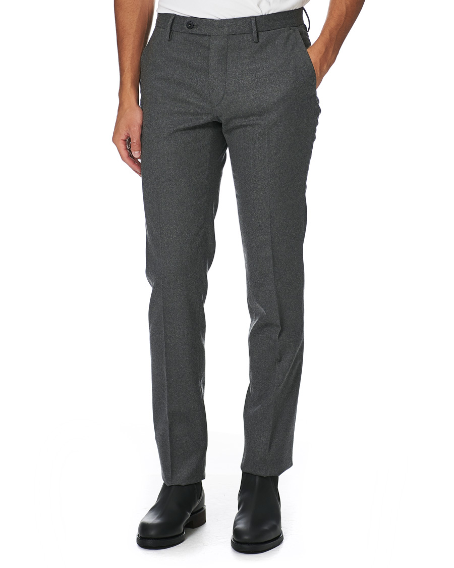 Herren | Hosen | Incotex | Slim Fit Washable Flannel Trousers Grey Melange