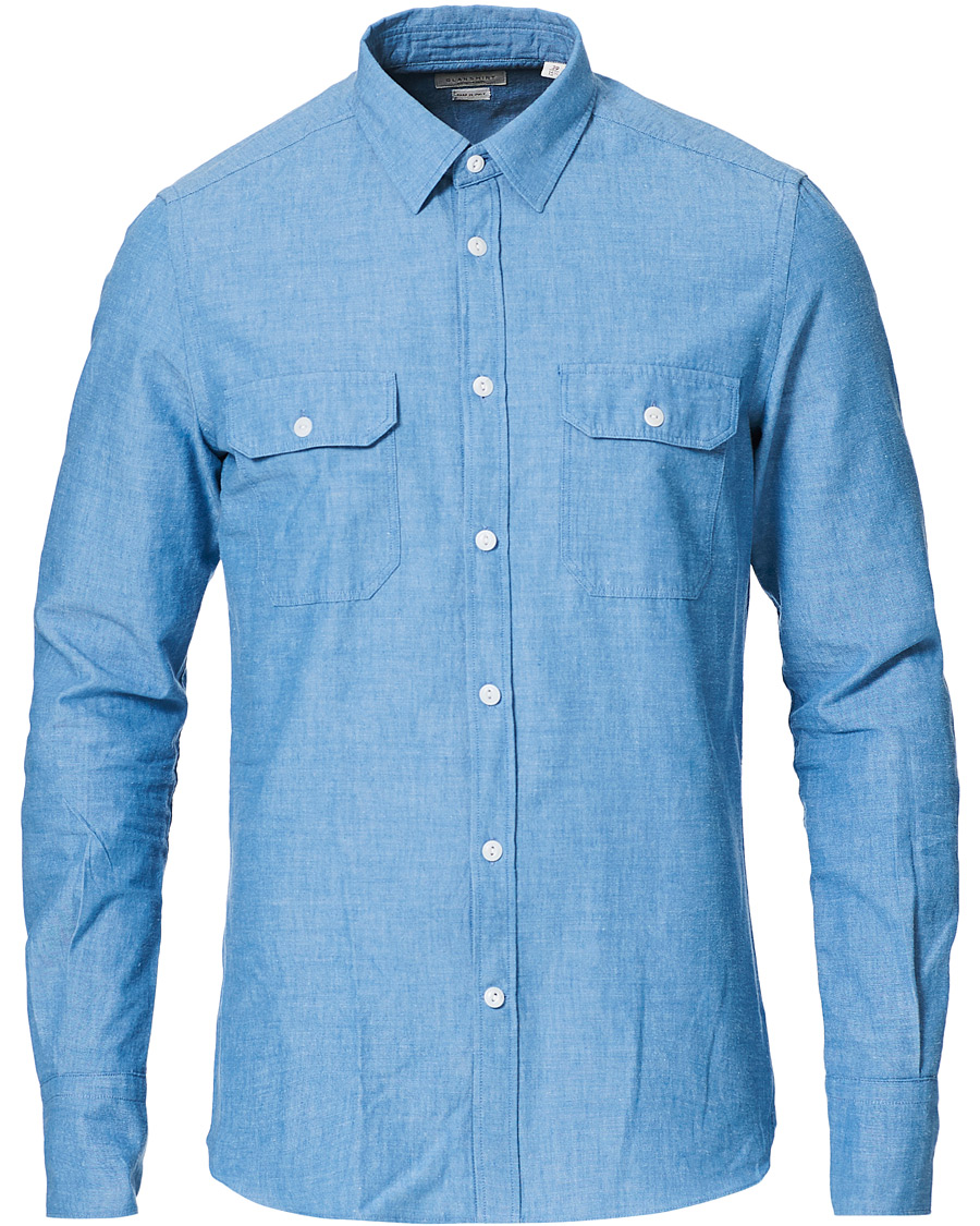 Herren | Hemden | Slowear | Winter Chambray Double Pocket Shirt Light Blue