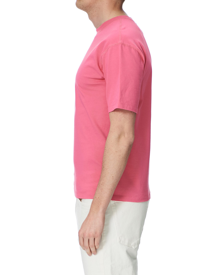 Herren | T-Shirts | Drake's | Cotton Crew Neck Hiking Tee Fuschia
