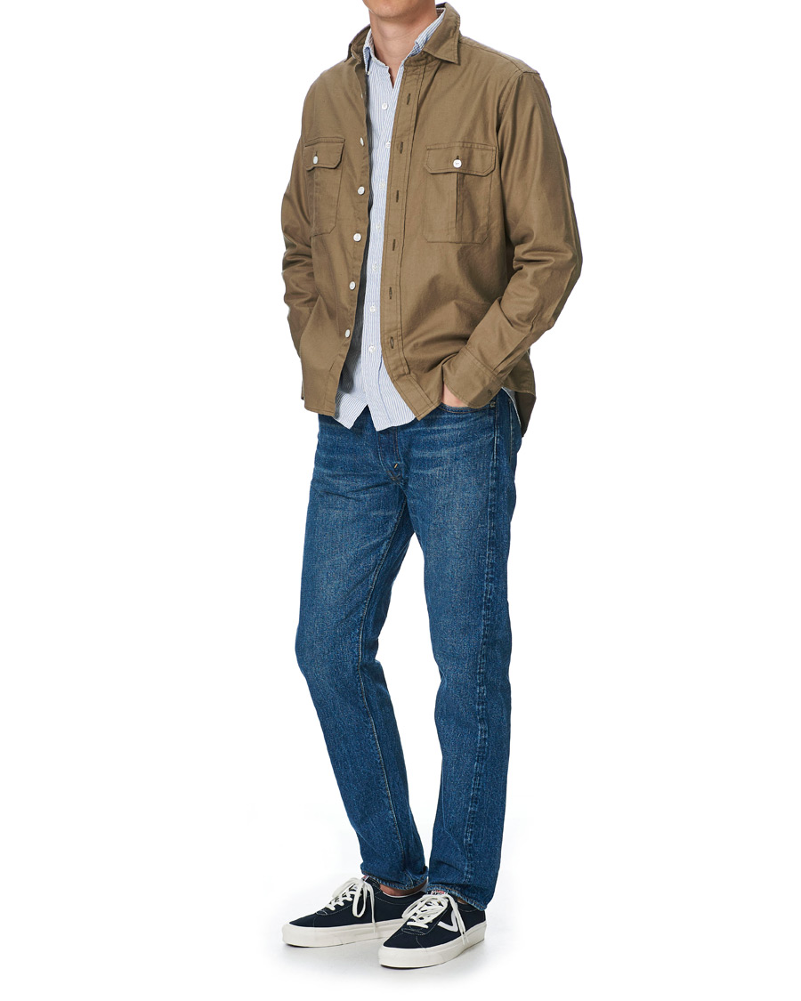 Herren | Hemden | Drake's | Two Pocket Cotton Work Shirt Khaki