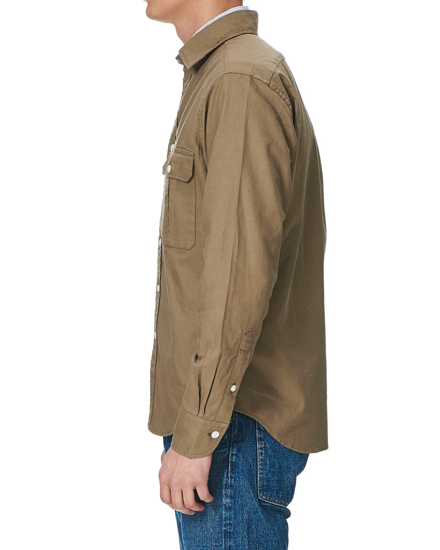 Herren | Hemden | Drake's | Two Pocket Cotton Work Shirt Khaki