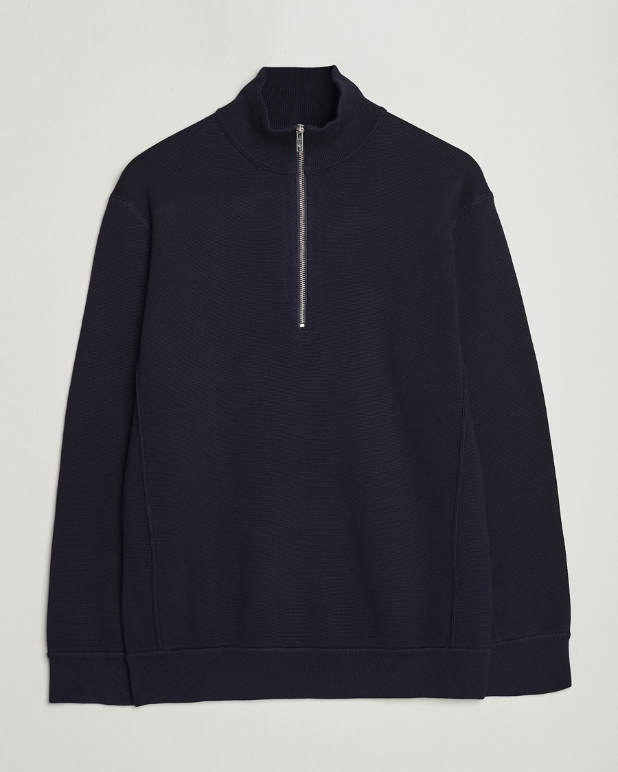 Herren | Pullover | NN07 | Luis Cotton/Modal Half Zip Sweater Navy Blue