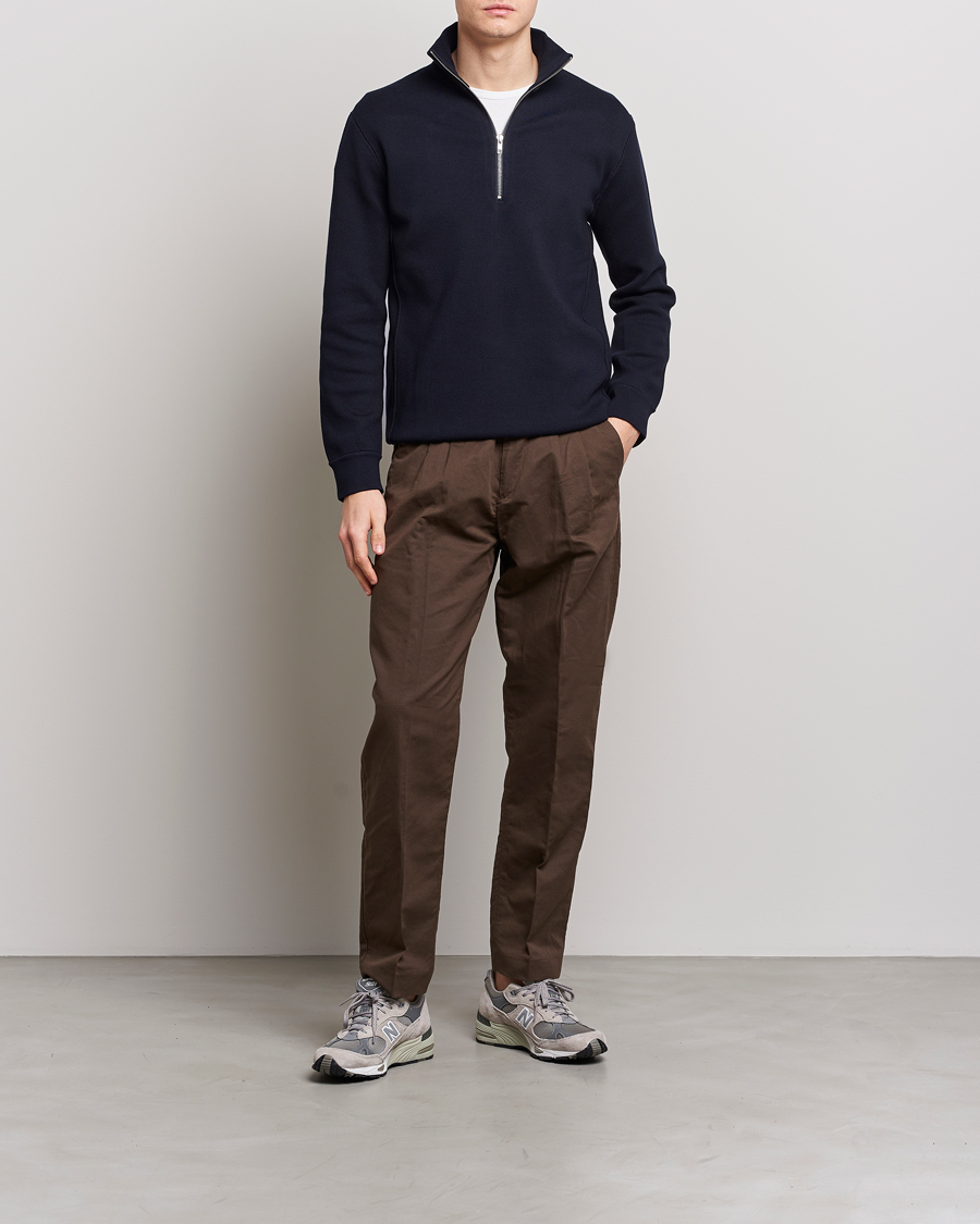 Herren | Pullover | NN07 | Luis Cotton/Modal Half Zip Sweater Navy Blue