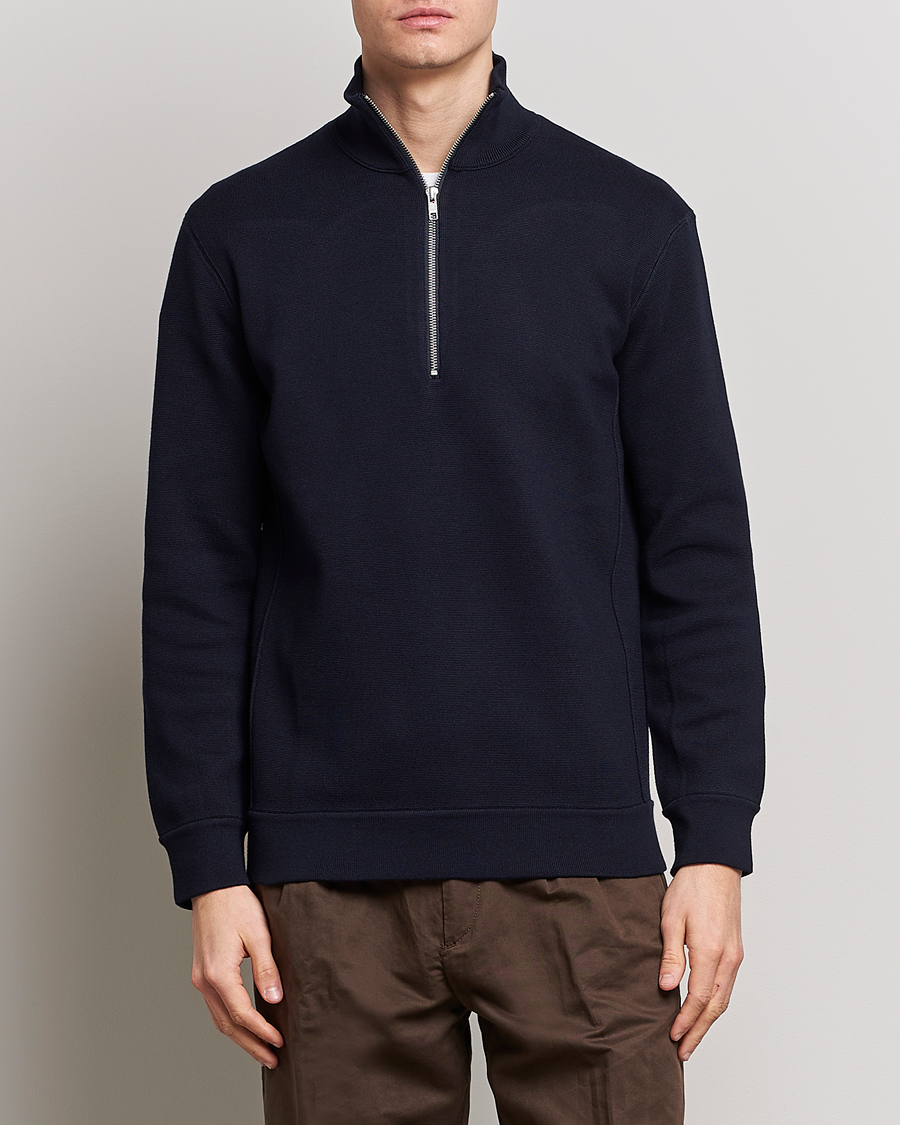 Herren | Pullover | NN07 | Luis Cotton/Modal Half Zip Sweater Navy Blue
