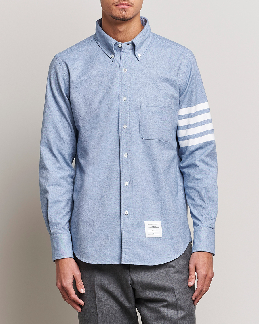 Herren | Flannellhemden | Thom Browne | 4-Bar Flannel Shirt Light Blue