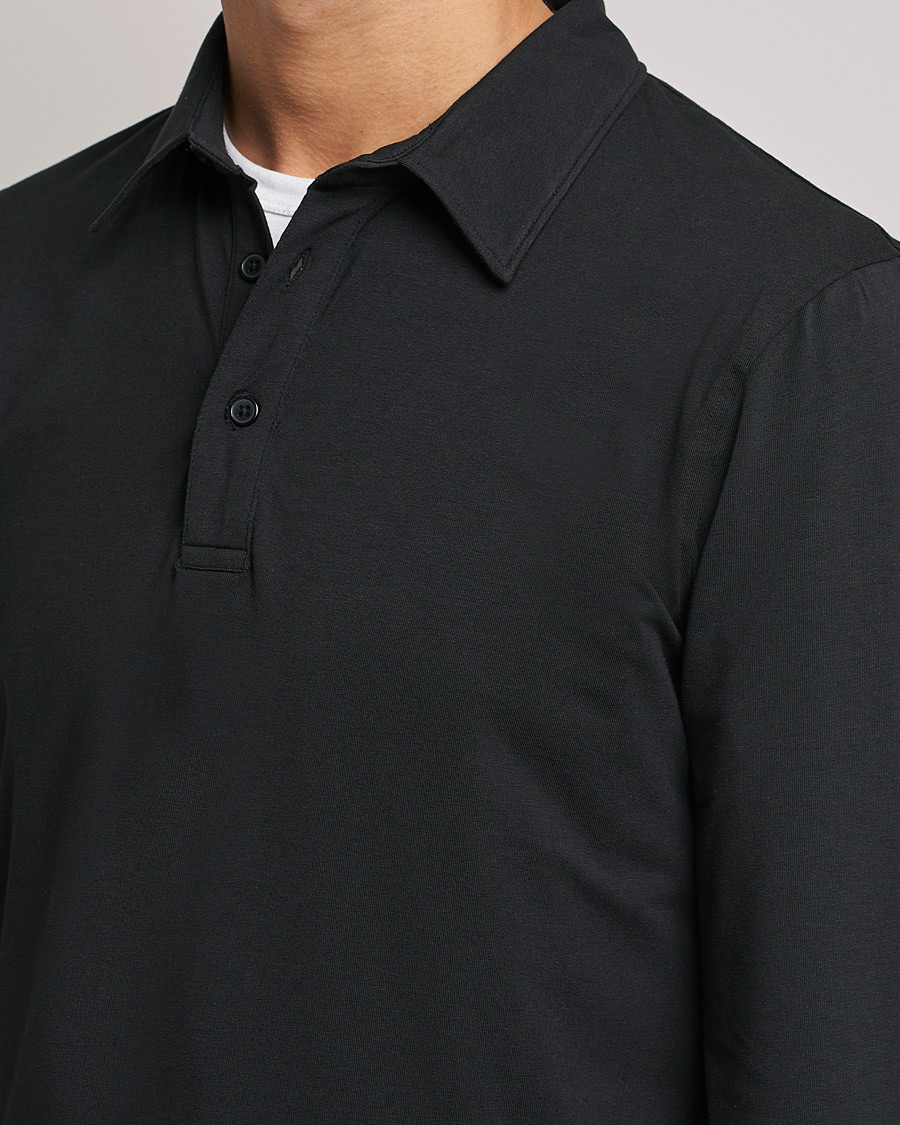 Herren | Pullover | Bread & Boxers | Long Sleeve Jersey Polo Black