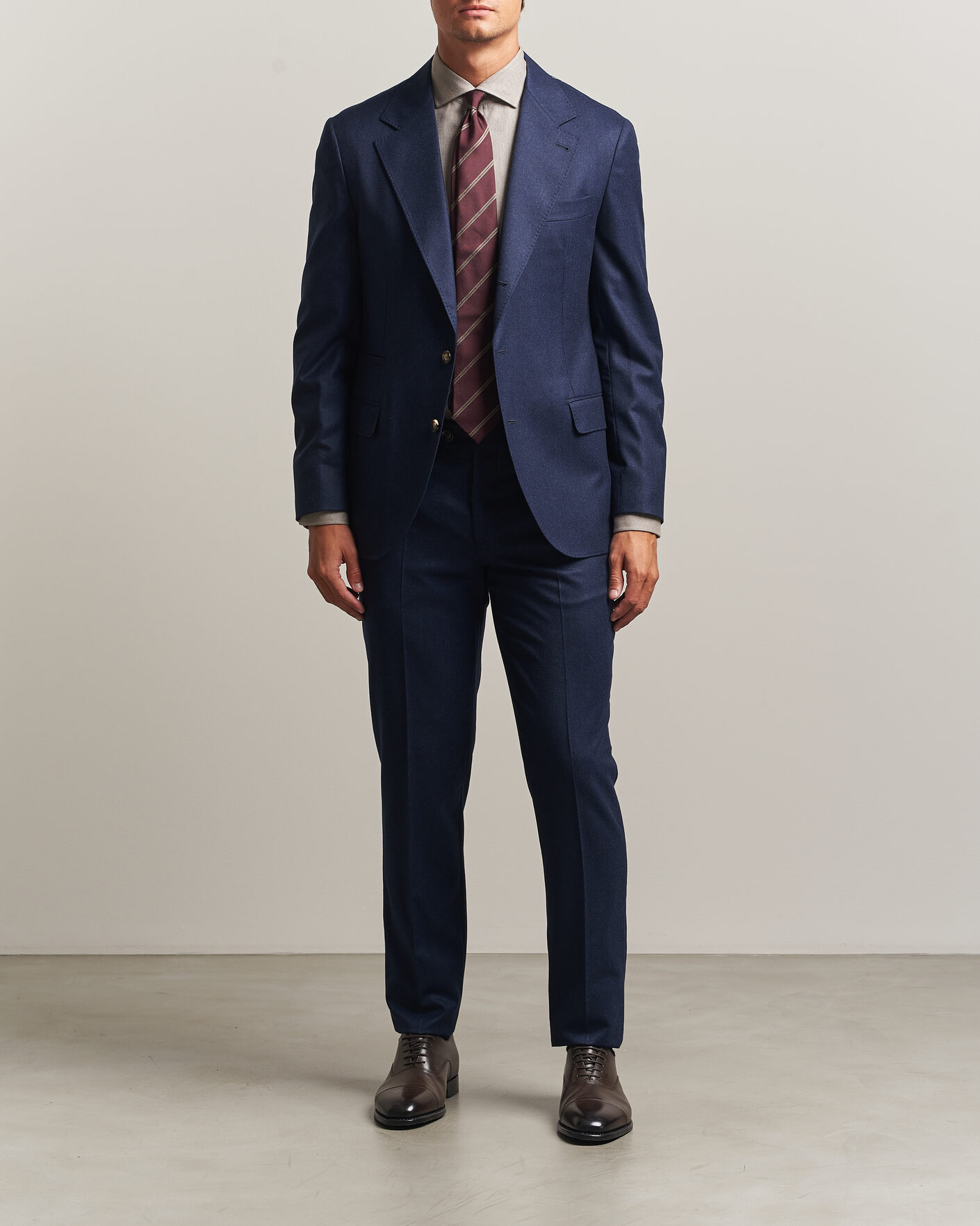 Herren | Hosen | Brunello Cucinelli | Slim Fit Flannel Trousers Navy