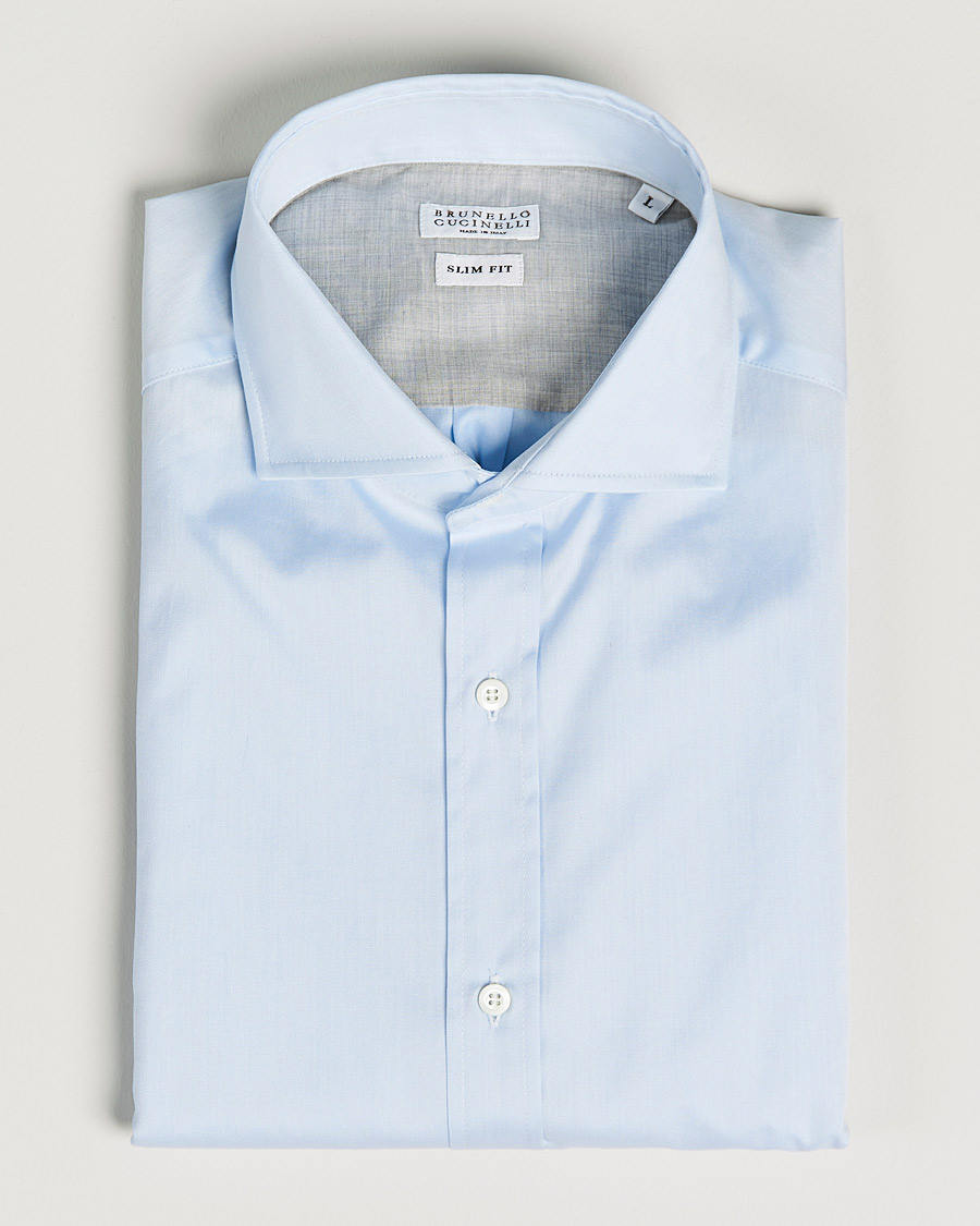 Herren | Hemden | Brunello Cucinelli | Slim Fit Poplin Shirt Light Blue