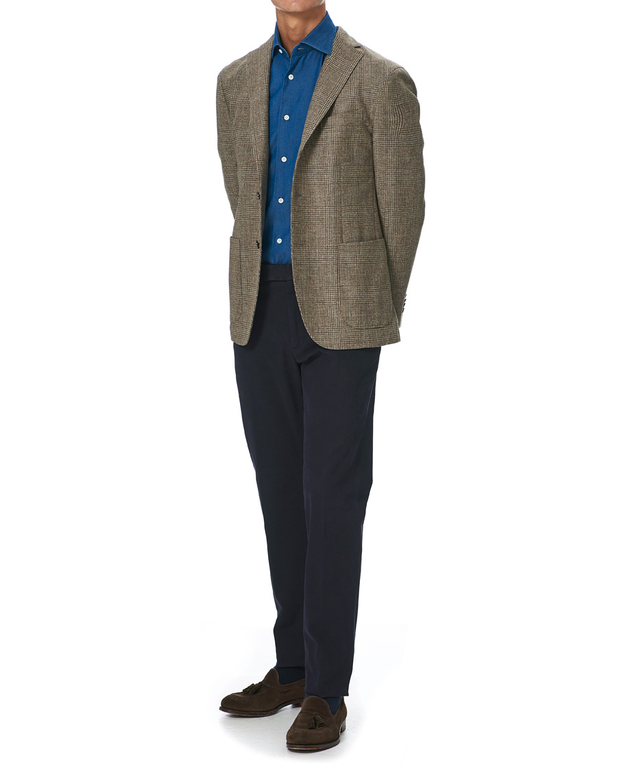 Herren | Hemden | Mazzarelli | Cut Away Down Denim Shirt Dark Indigo