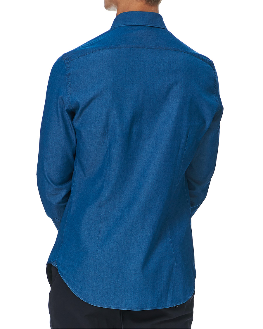 Herren | Hemden | Mazzarelli | Cut Away Down Denim Shirt Dark Indigo