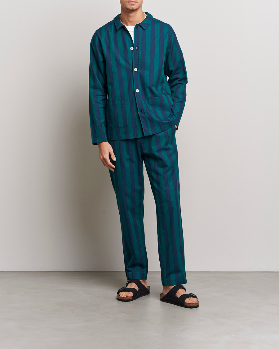 Herren | Schlafanzüge & Bademäntel | Nufferton | Uno Striped Pyjama Set Blue/Green