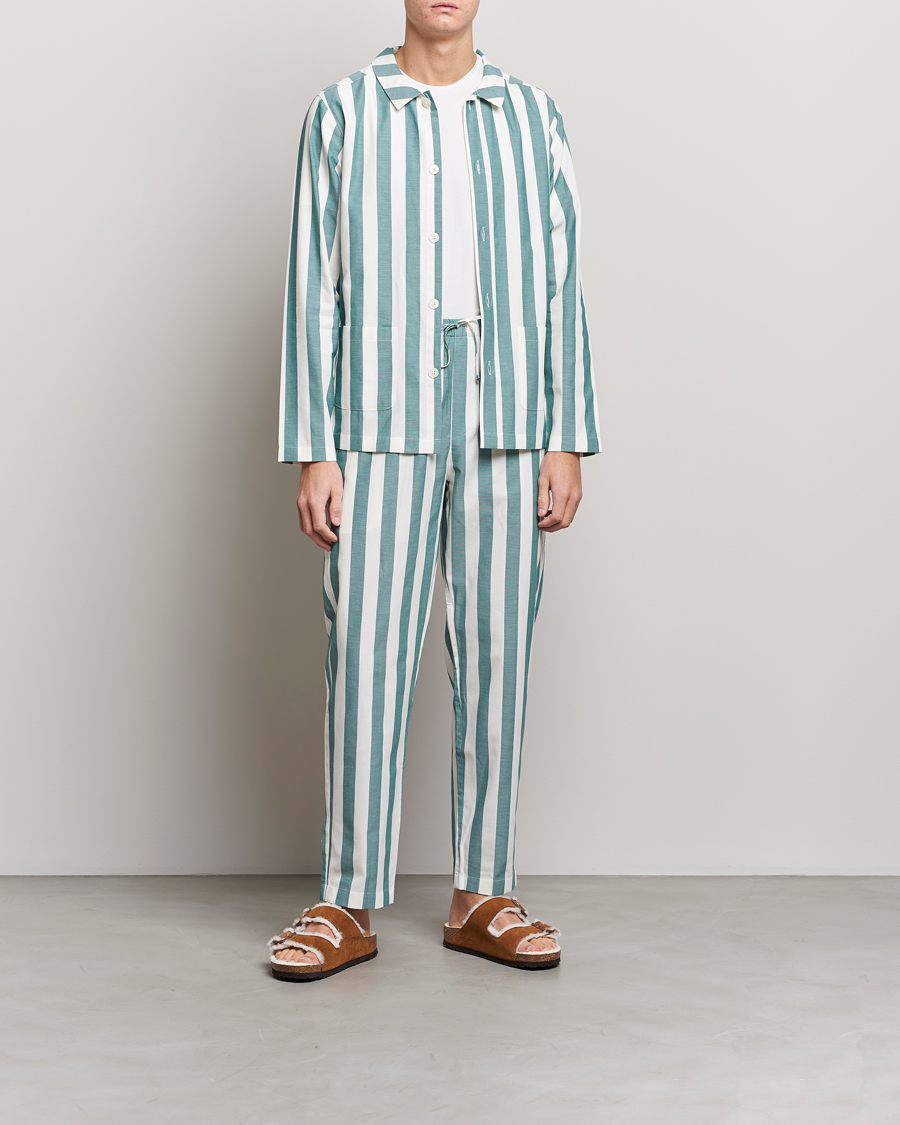 Herren | Schlafanzüge & Bademäntel | Nufferton | Uno Striped Pyjama Set Green/White