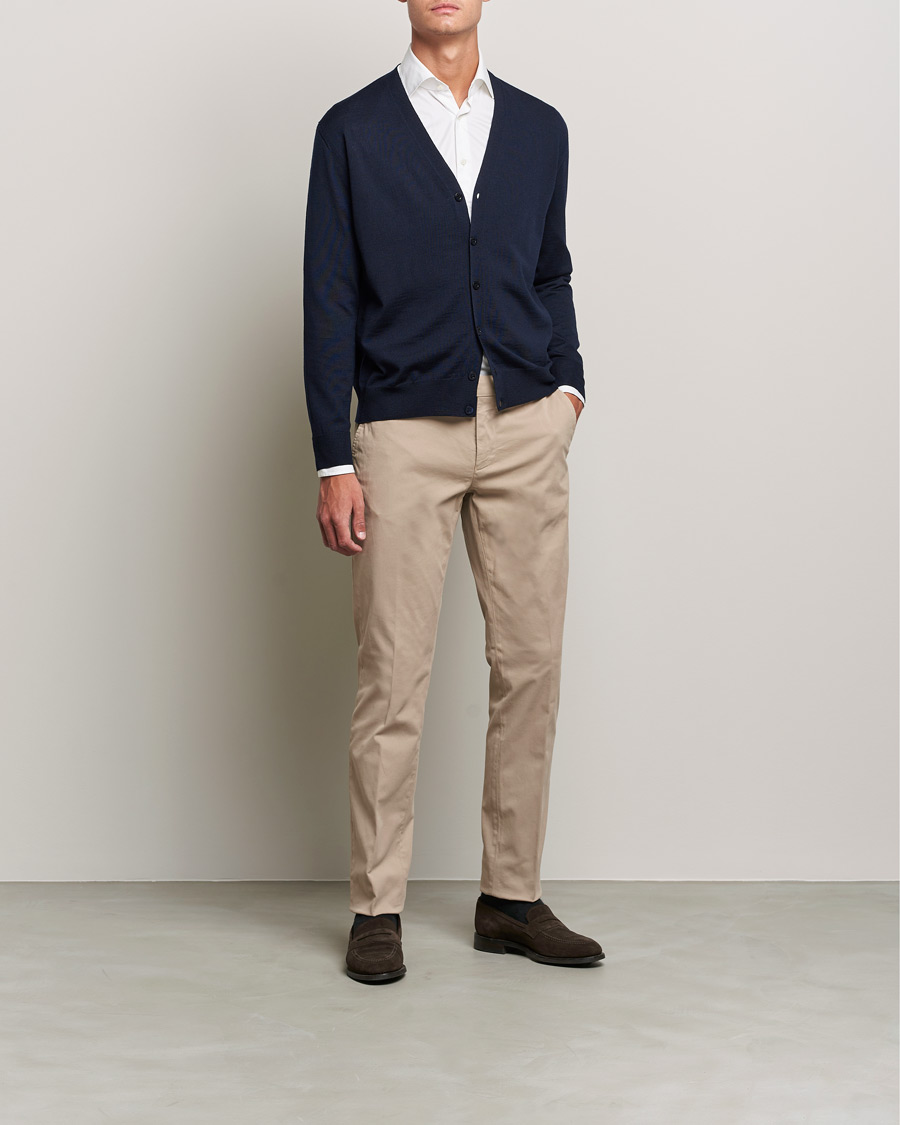 Herren | Pullover | Canali | Merino Wool Cardigan Navy