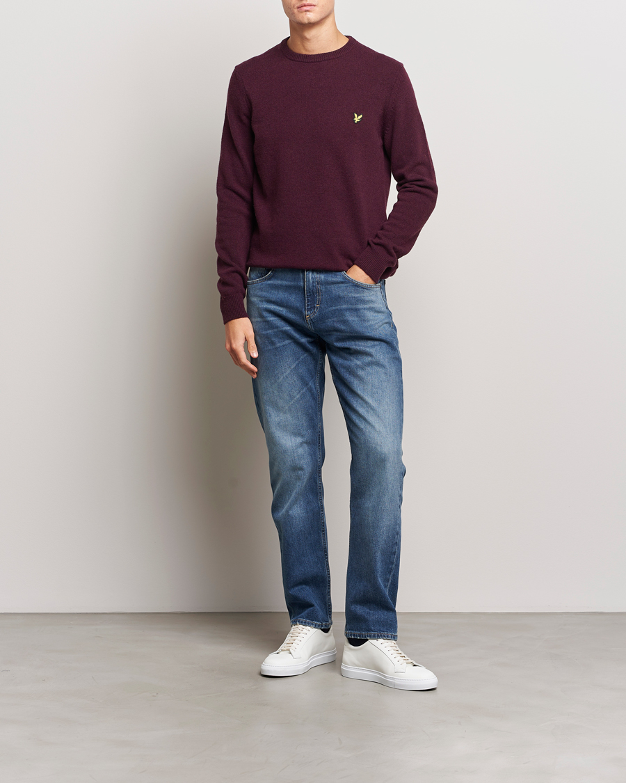 Herren | Pullover | Lyle & Scott | Lambswool Crew Neck Pullover Burgundy Marl