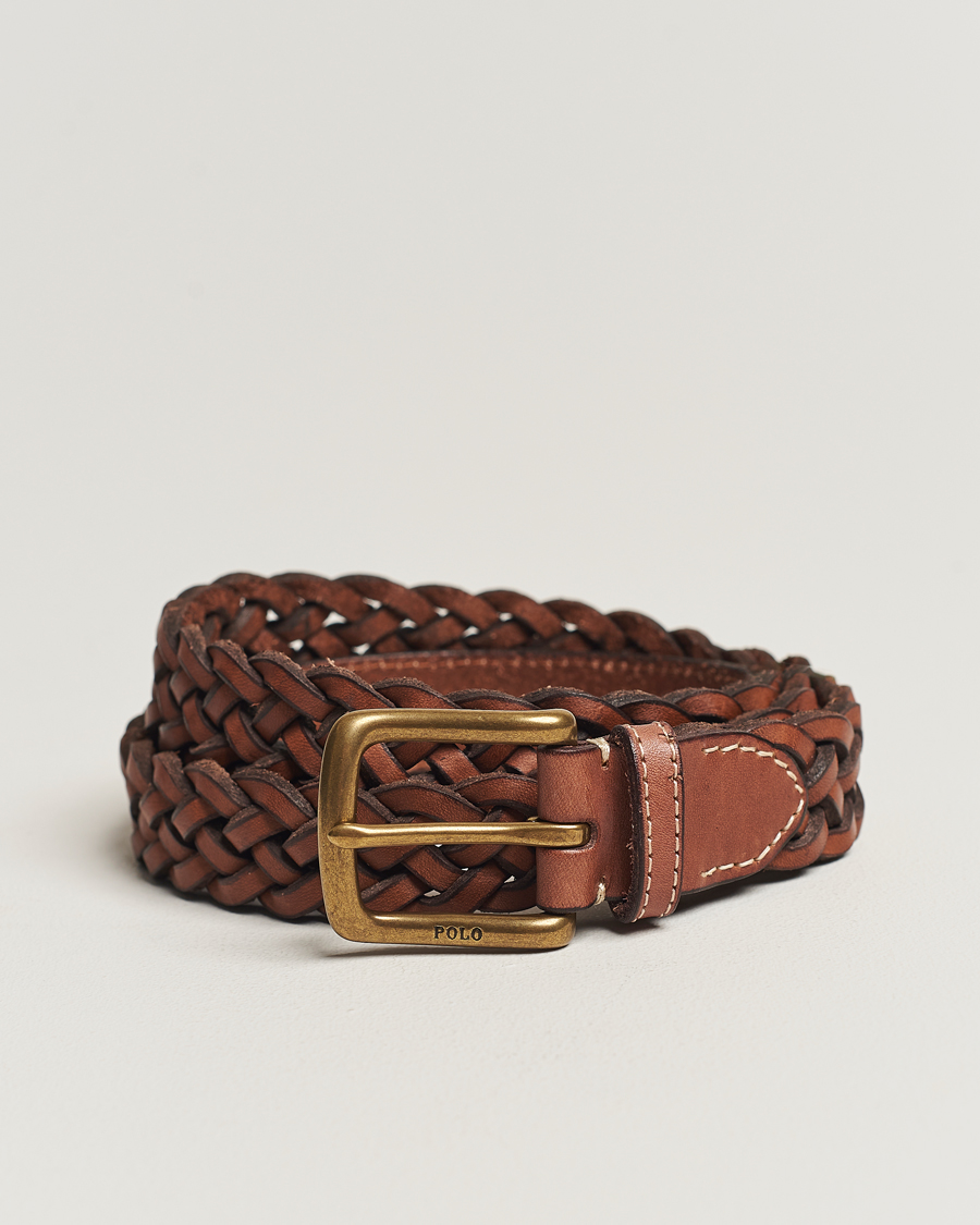 Herren | Polo Ralph Lauren Leather Braided Belt Saddle Brown | Polo Ralph Lauren | Leather Braided Belt Saddle Brown