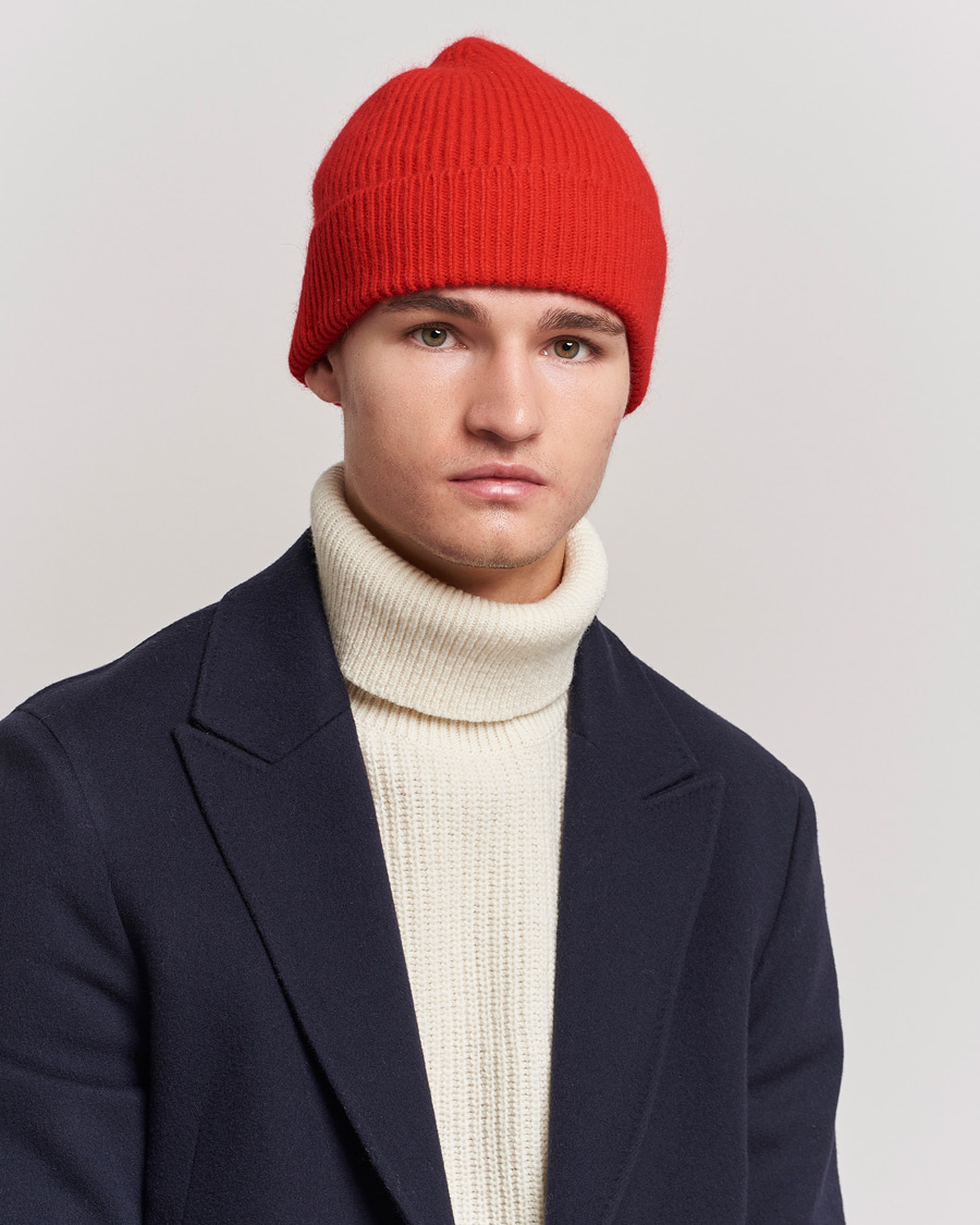 Herren | Le Bonnet Lambswool/Caregora Beanie Crimsom Red | Le Bonnet | Lambswool/Caregora Beanie Crimsom Red