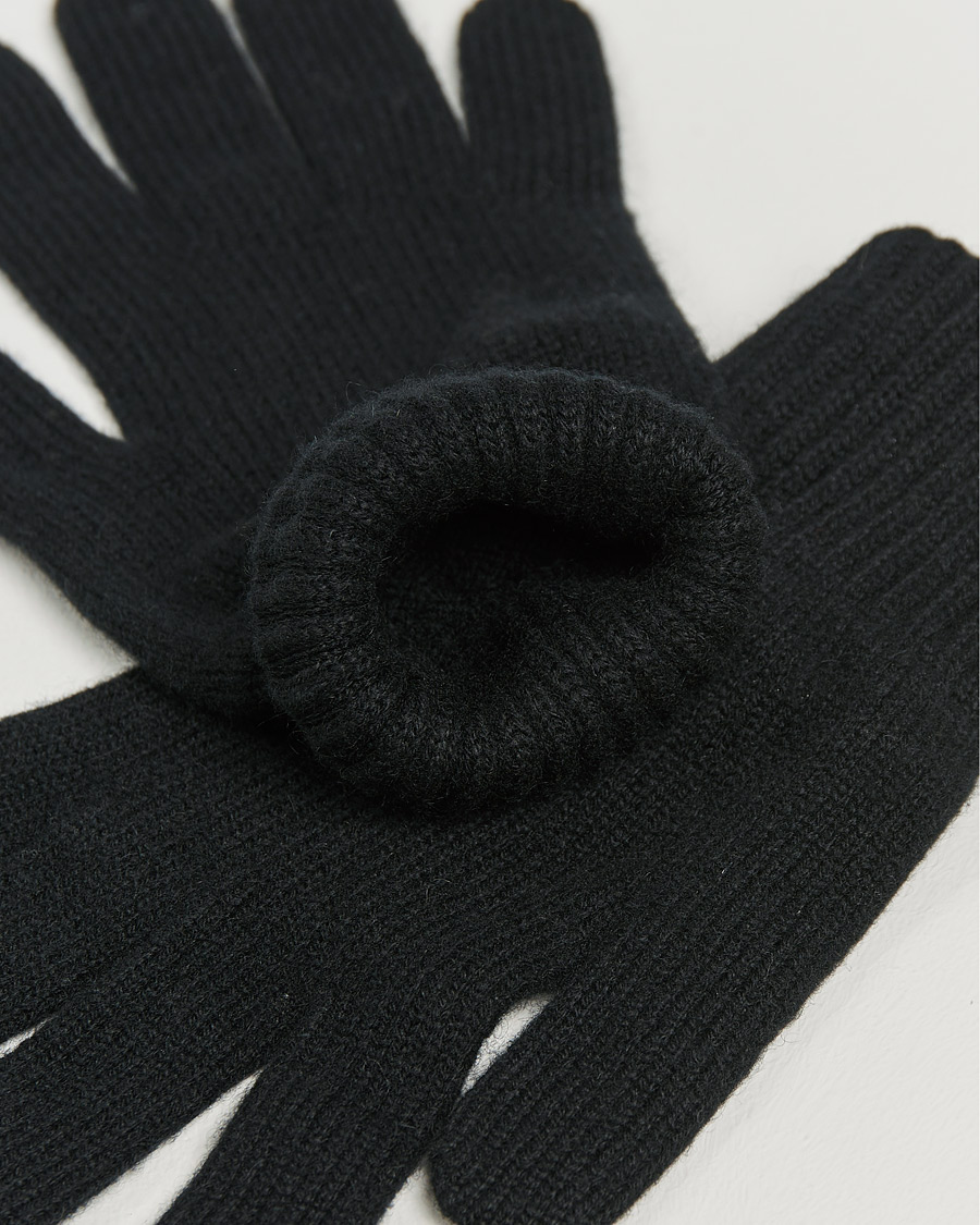 Herren | Johnstons of Elgin Knitted Cashmere Gloves Black | Johnstons of Elgin | Knitted Cashmere Gloves Black