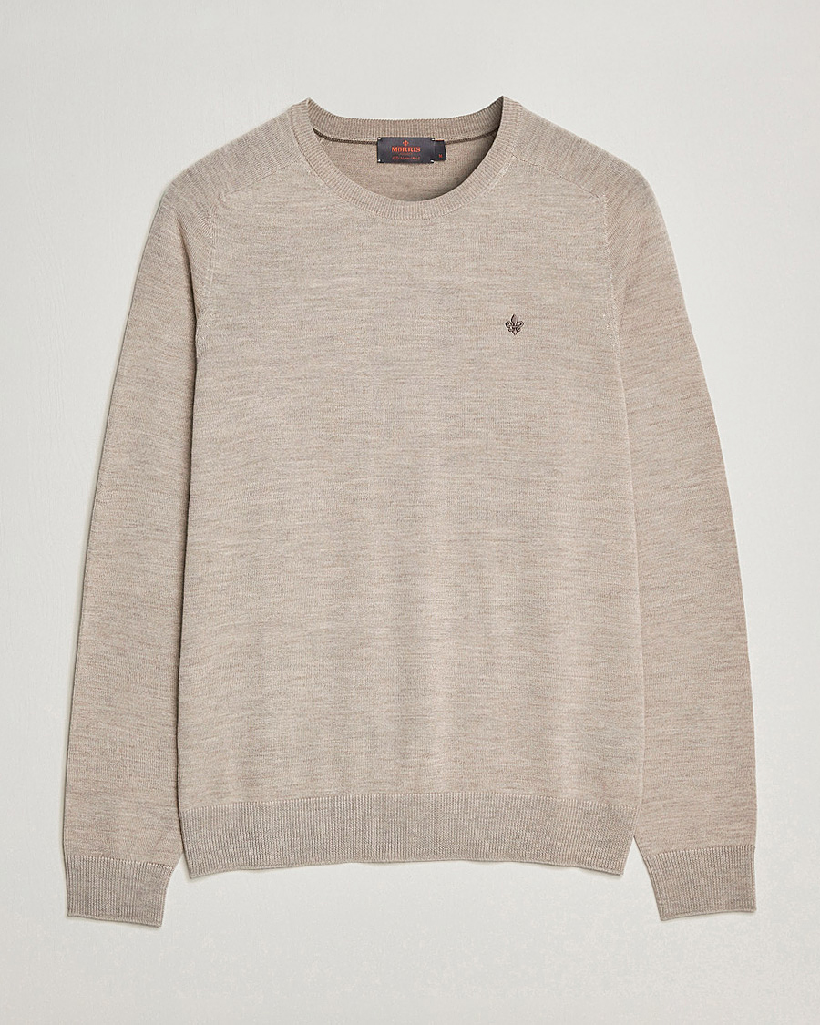 Herren | Pullover | Morris | Merino O-Neck Khaki Melange