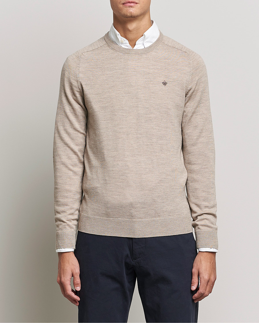 Herren | Pullover | Morris | Merino O-Neck Khaki Melange