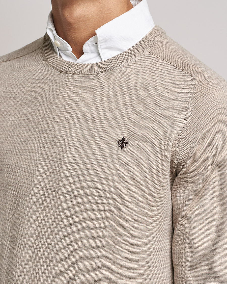 Herren | Pullover | Morris | Merino O-Neck Khaki Melange