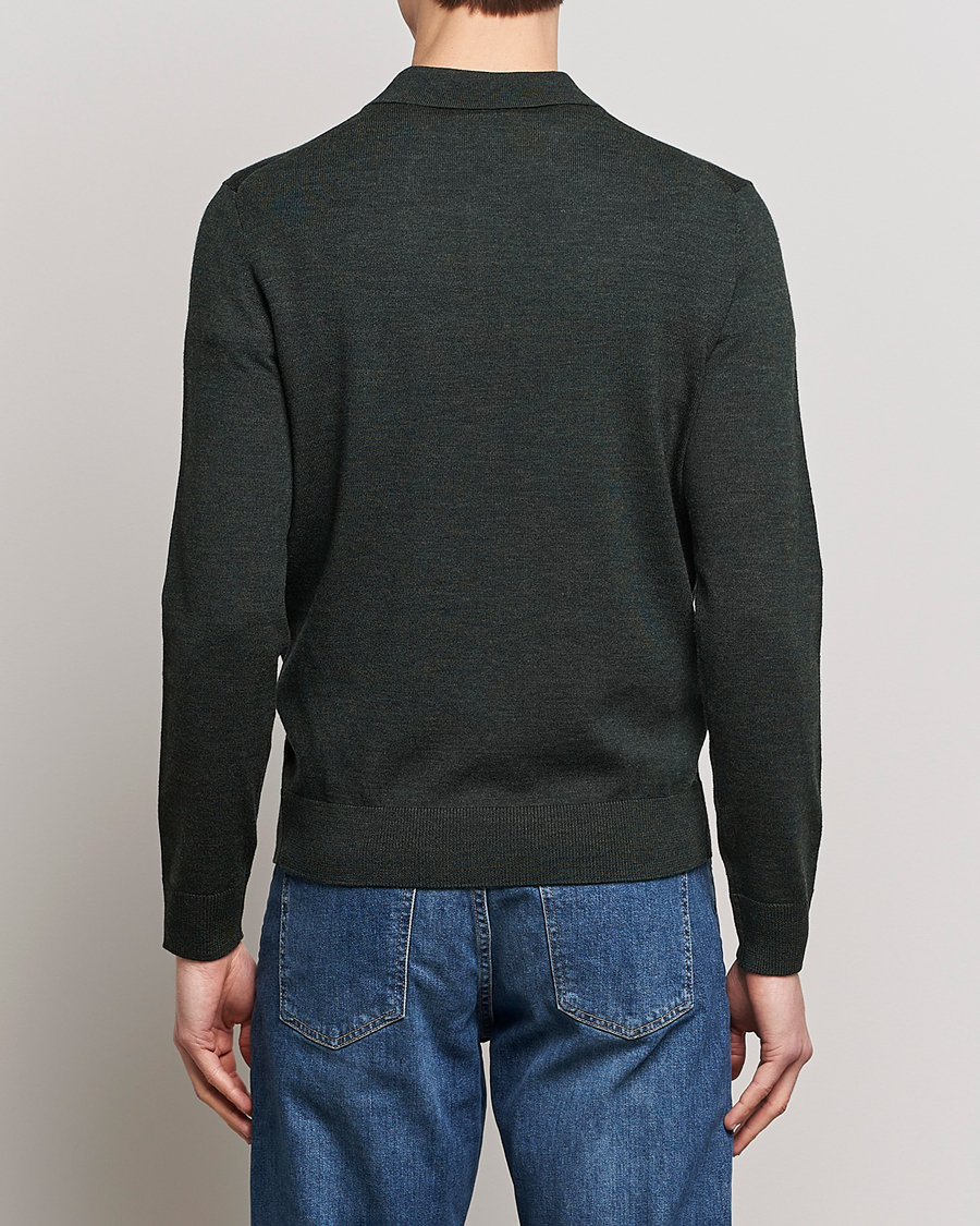 Herren | Pullover | Morris | Merino Polo Knit Dark Green