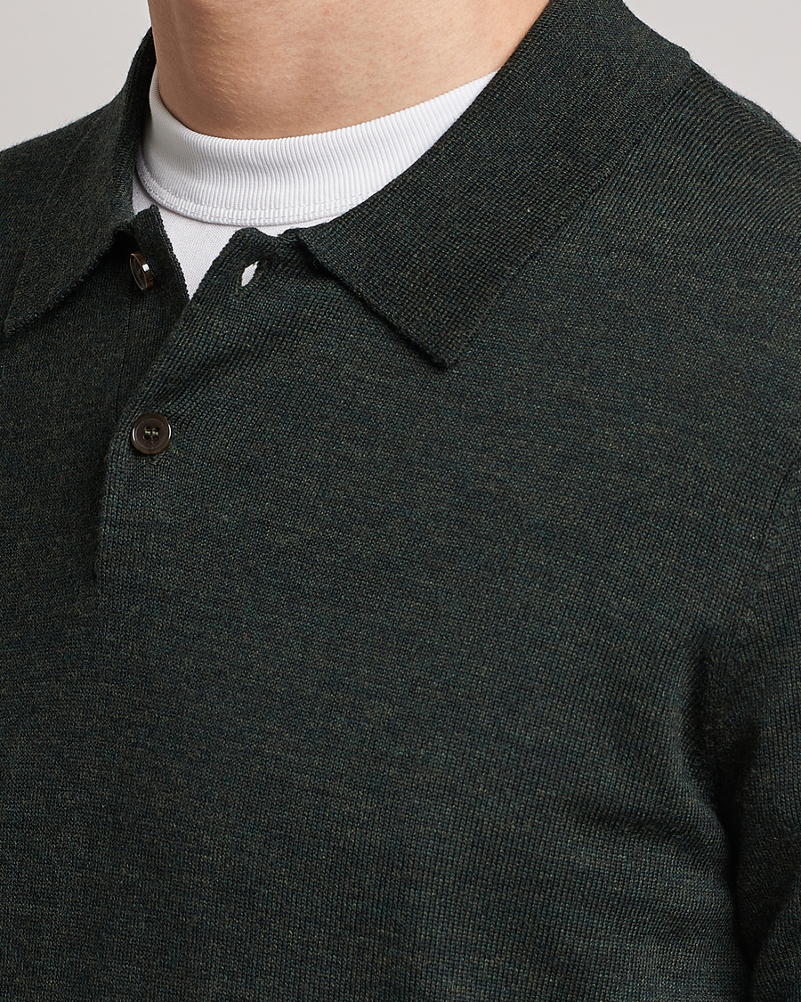 Herren | Pullover | Morris | Merino Polo Knit Dark Green
