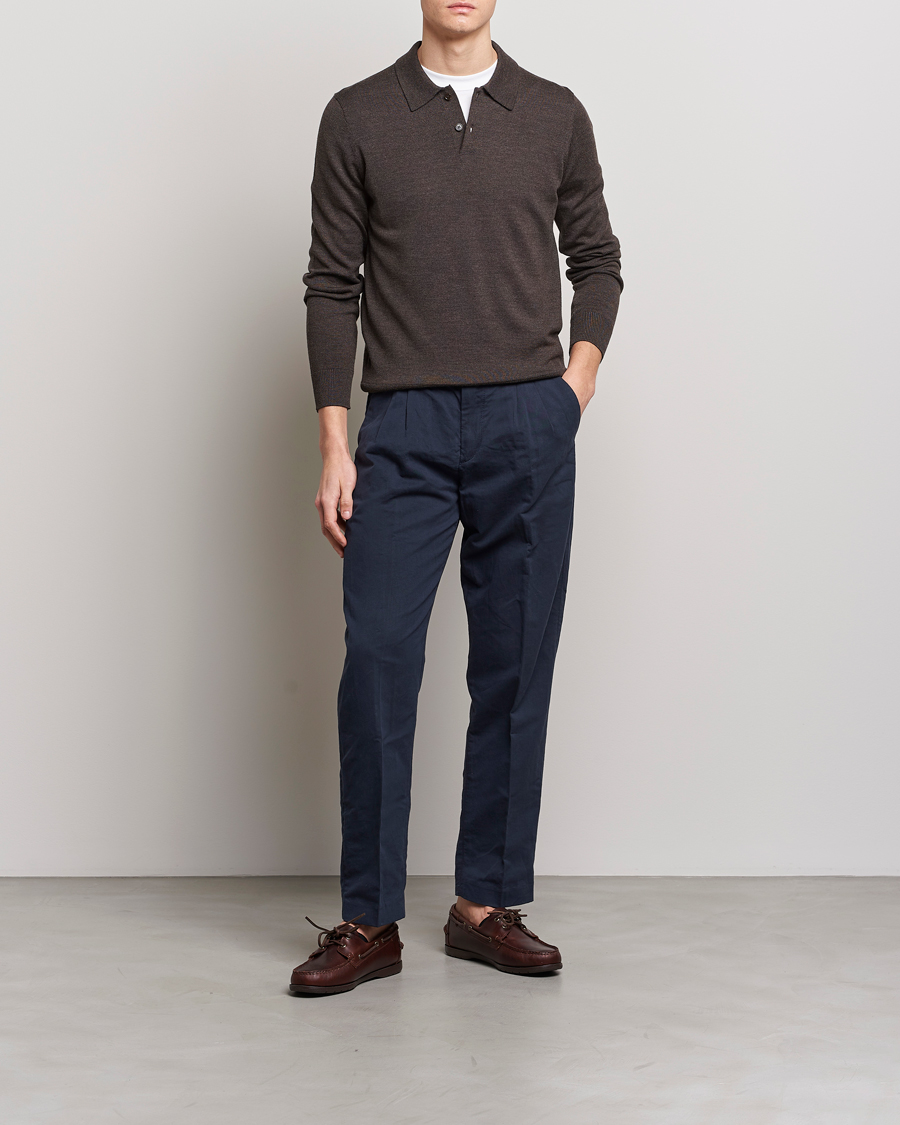 Herren | Pullover | Morris | Merino Polo Knit Brown