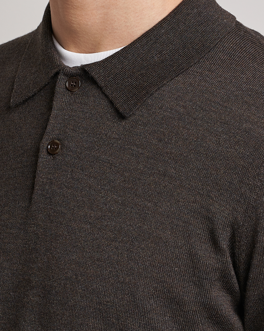 Herren | Pullover | Morris | Merino Polo Knit Brown