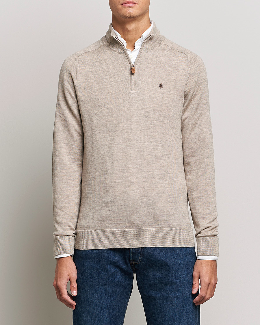 Herren | Pullover | Morris | John Merino Half Zip Khaki