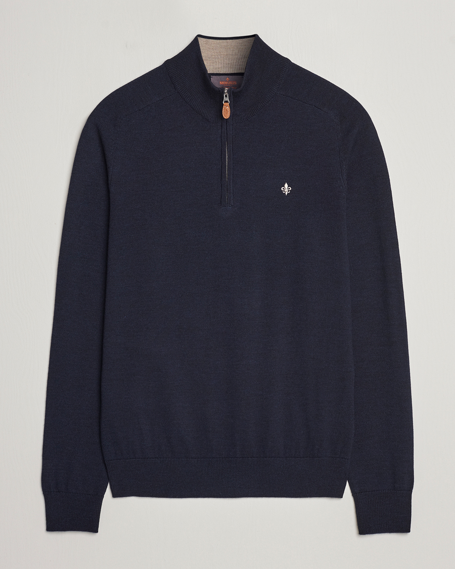Herren | Pullover | Morris | John Merino Half Zip Navy
