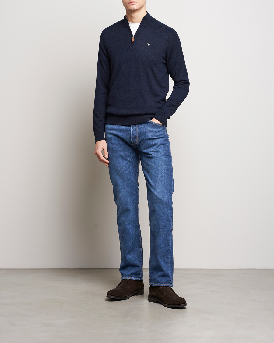 Herren | Pullover | Morris | John Merino Half Zip Navy
