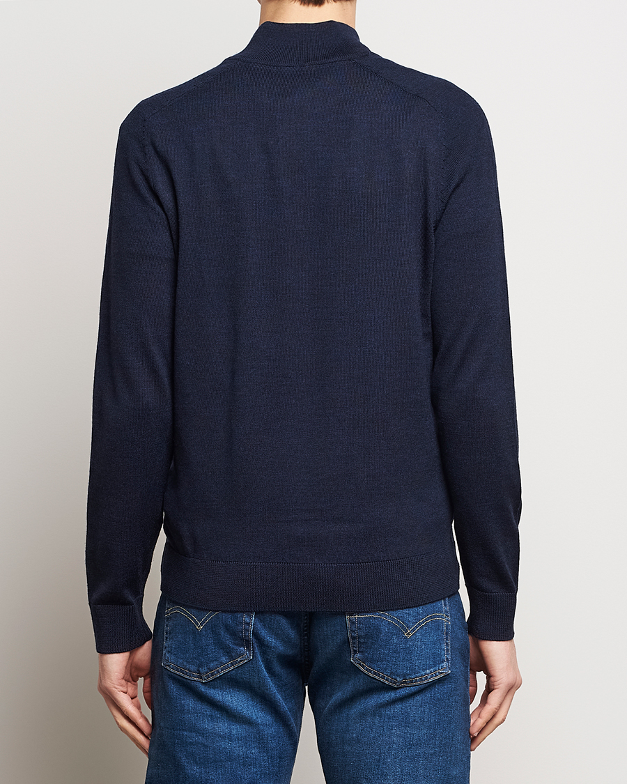 Herren | Pullover | Morris | John Merino Half Zip Navy