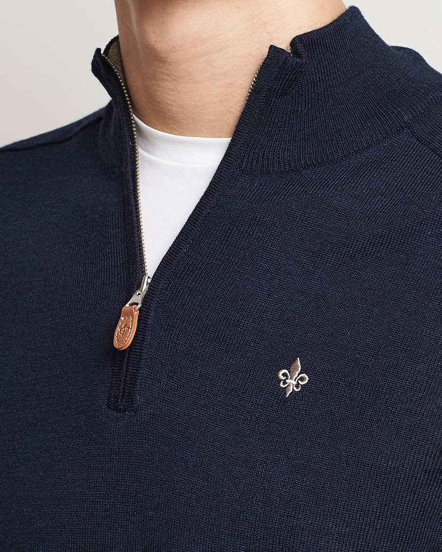 Herren | Pullover | Morris | John Merino Half Zip Navy