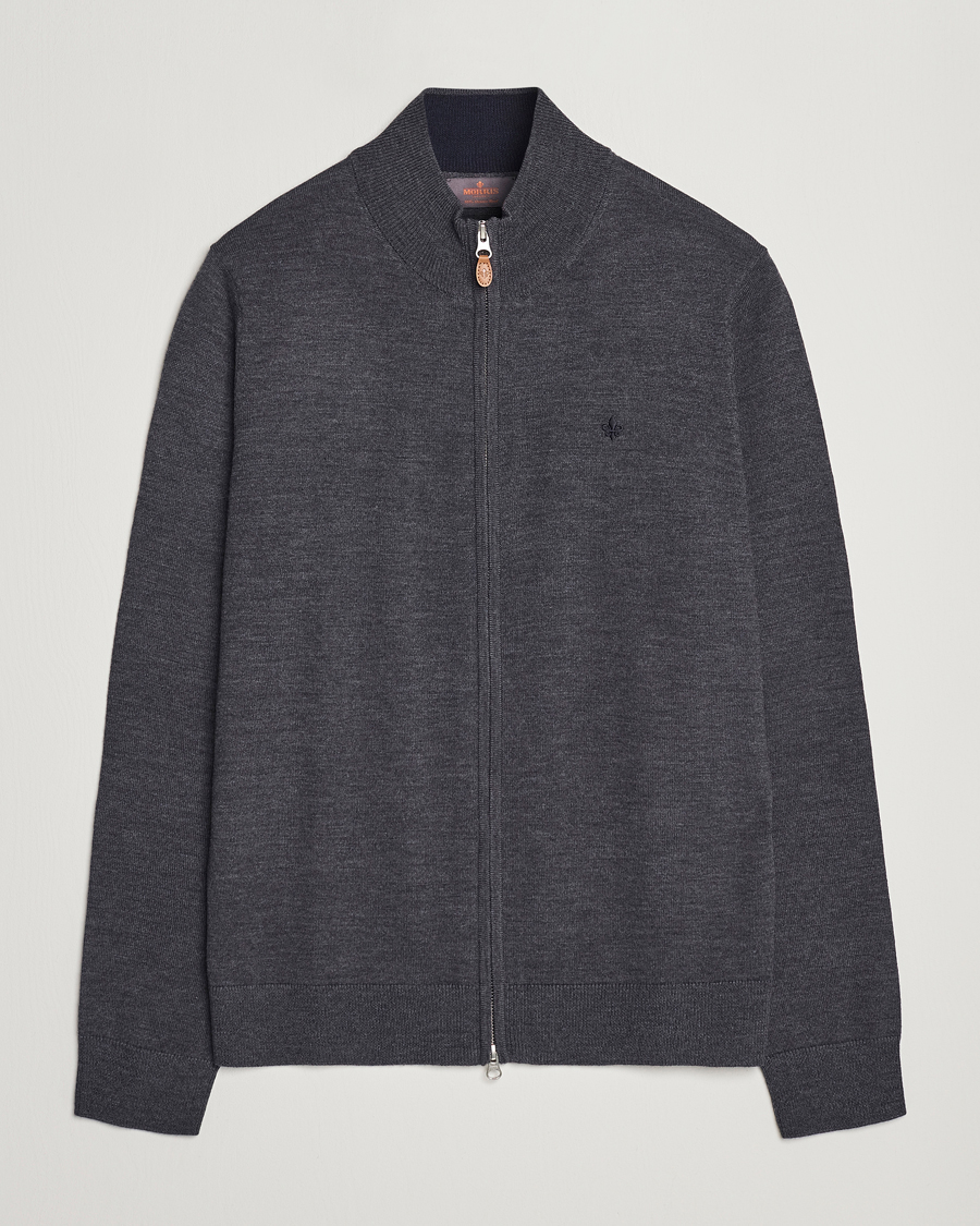 Herren | Pullover | Morris | Merino Full Zip Cardigan Dark Grey