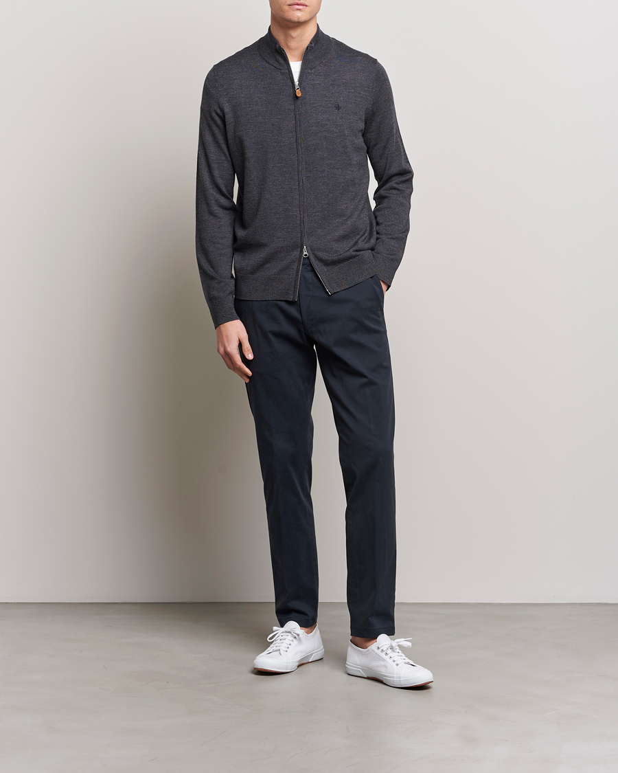 Herren | Pullover | Morris | Merino Full Zip Cardigan Dark Grey