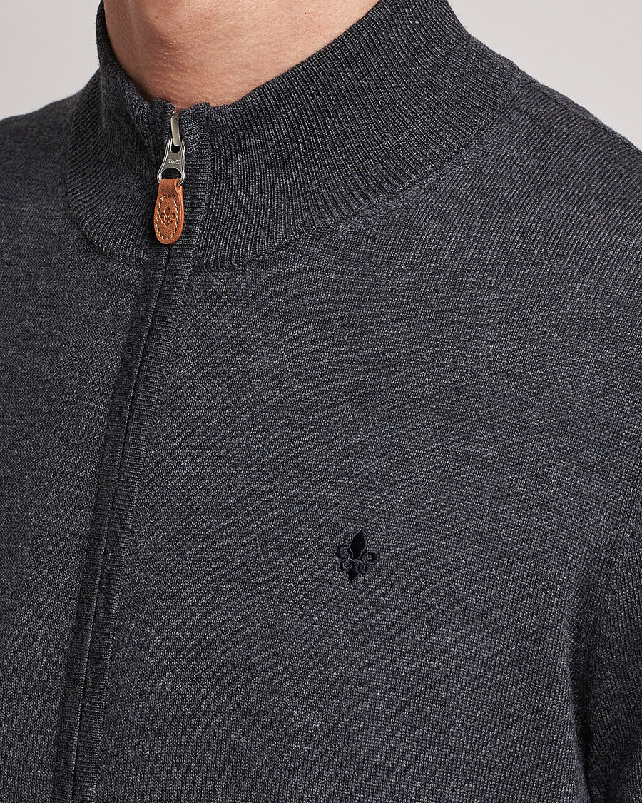 Herren | Pullover | Morris | Merino Full Zip Cardigan Dark Grey