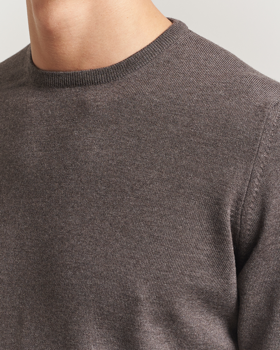 Herren | Pullover | Gran Sasso | Merino Fashion Fit Crew Neck Pullover Brown Melange