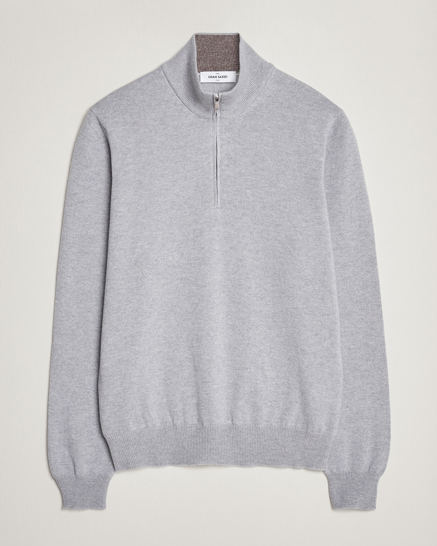 Herren | Pullover | Gran Sasso | Wool/Cashmere Half Zip Light Grey
