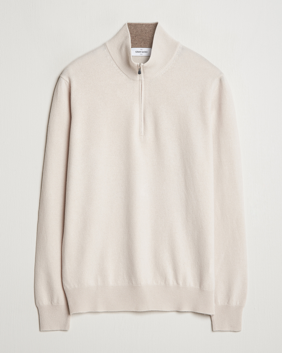 Herren | Pullover | Gran Sasso | Wool/Cashmere Half Zip Cream