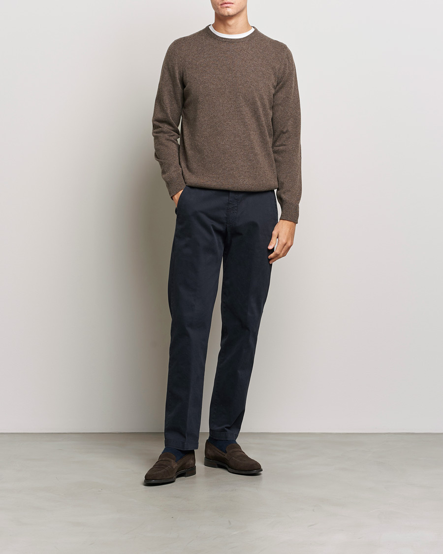 Herren | Pullover | Gran Sasso | Wool/Cashmere Crew Neck Brown Melange