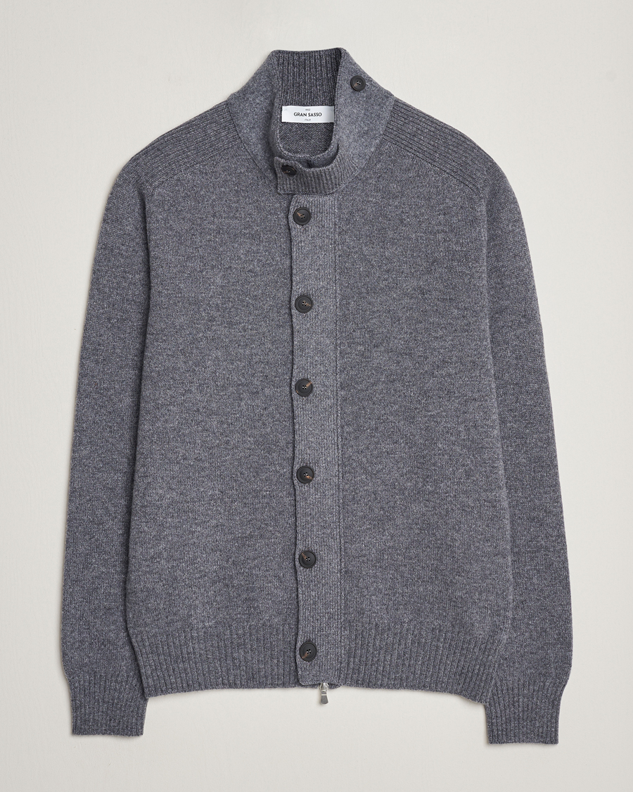 Herren | Pullover | Gran Sasso | Heavy Wool Cardigan Grey Melange