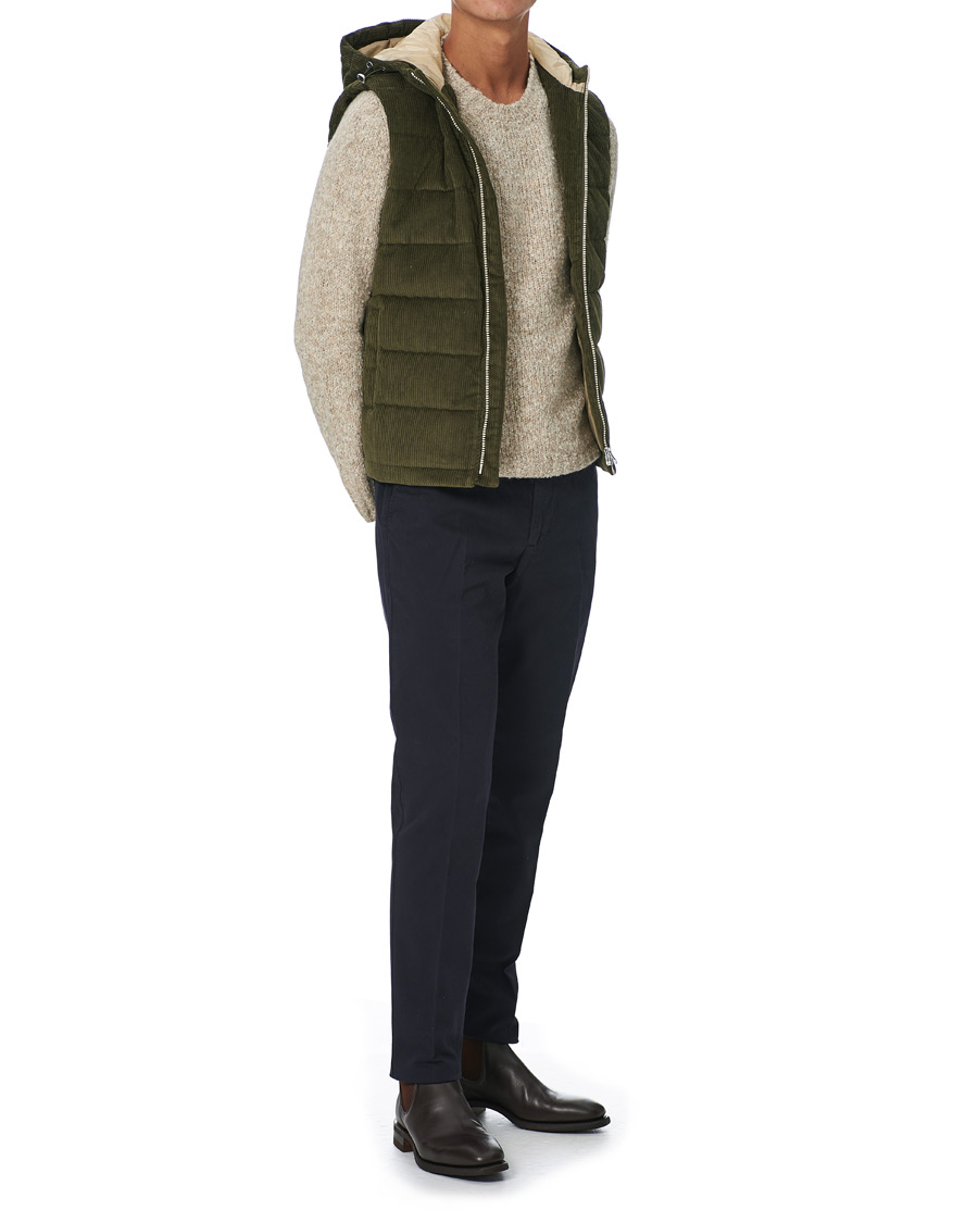 Herren | Jacken | Stenströms | Padded Corduroy Hood Vest Olive