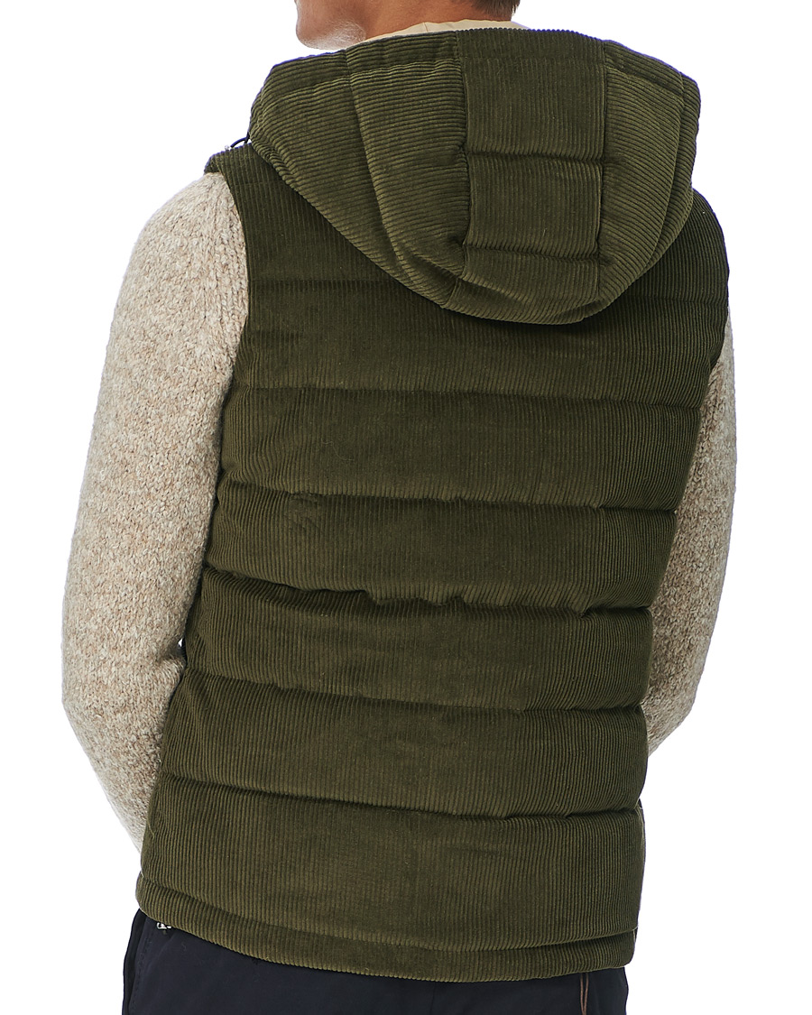 Herren | Jacken | Stenströms | Padded Corduroy Hood Vest Olive