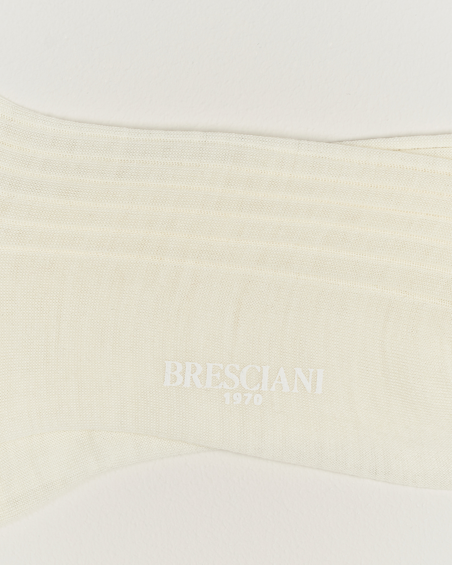 Herren | Unterwäsche | Bresciani | Wool/Nylon Ribbed Short Socks White