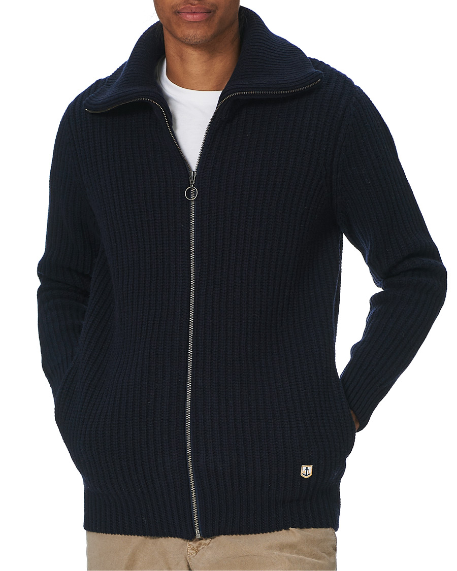 Herren | Pullover | Armor-lux | Ribbed Zip Sweater Navy