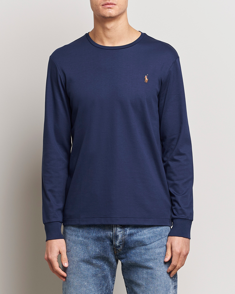 Herren | Langarm T-Shirt | Polo Ralph Lauren | Luxury Pima Cotton Long Sleeve T-Shirt Refined Navy
