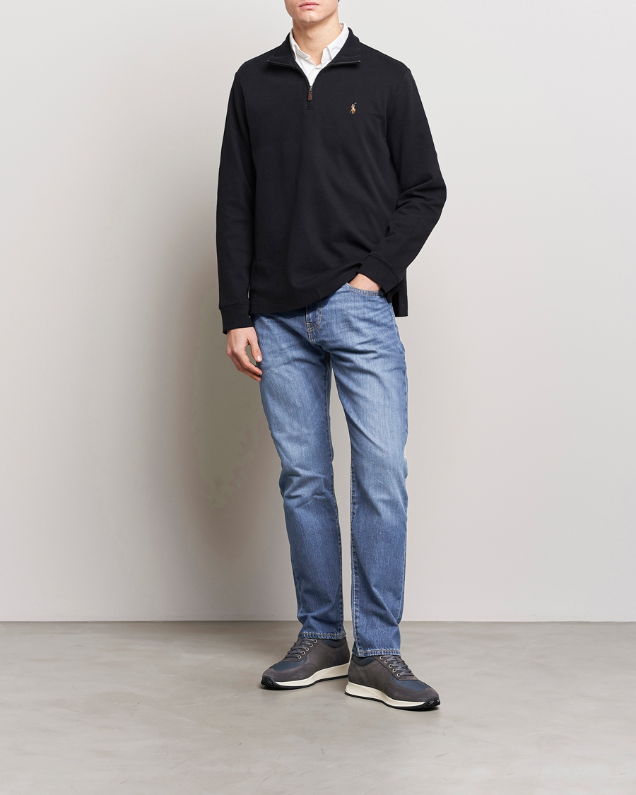Herren | Pullover | Polo Ralph Lauren | Double Knit Jaquard Half Zip Sweater Polo Black