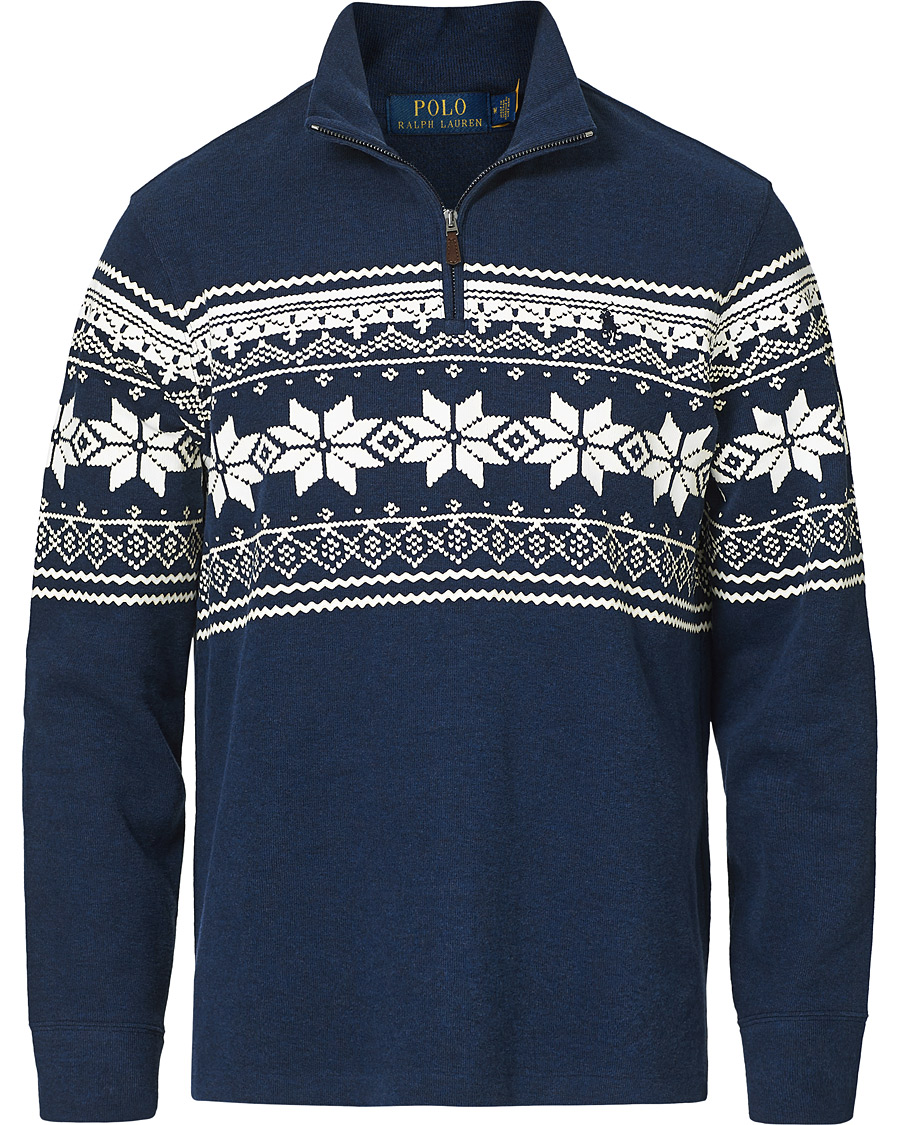 Herren | Pullover | Polo Ralph Lauren | Winter Double Knit Half Zip Sweater Blue Heather
