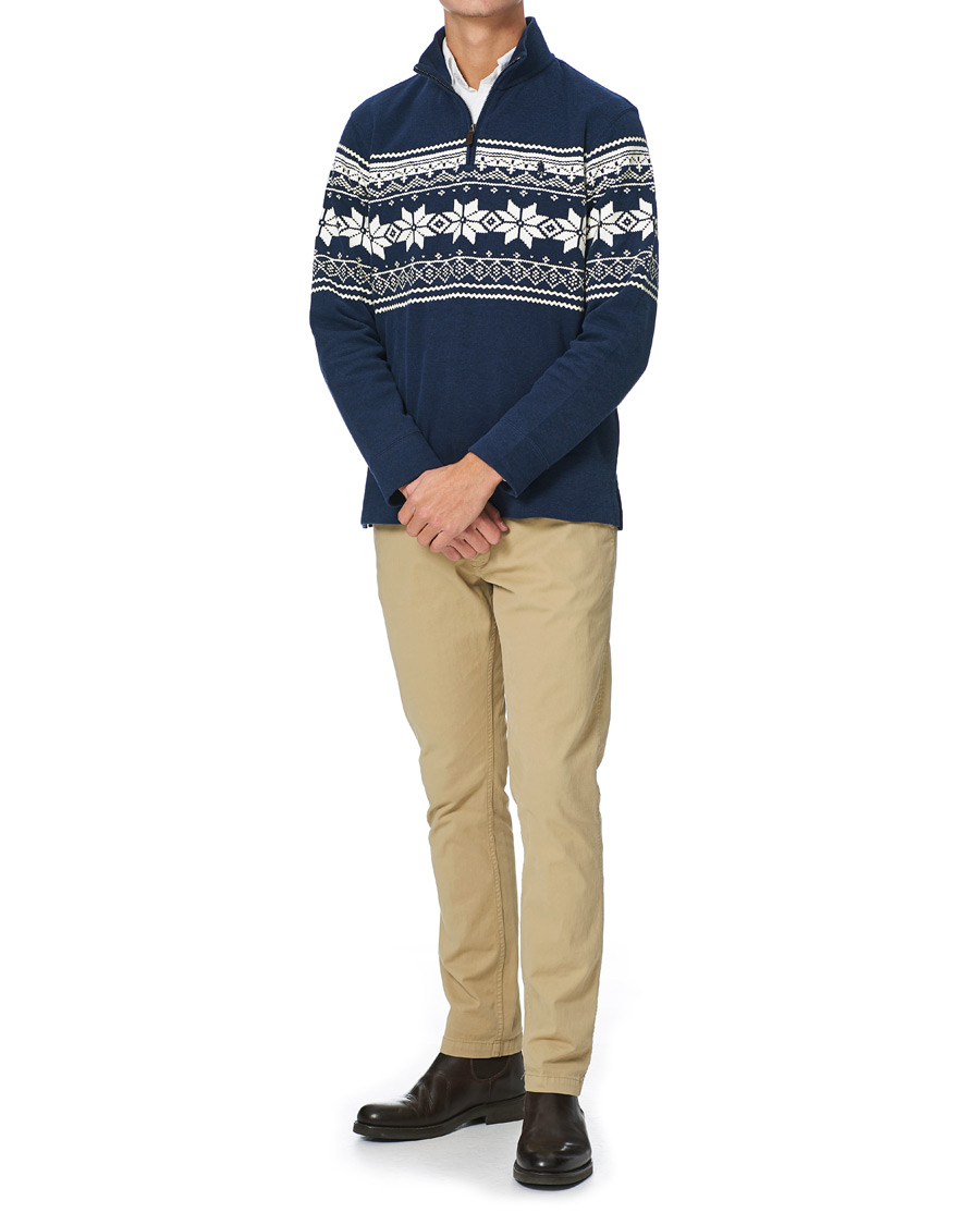 Herren | Pullover | Polo Ralph Lauren | Winter Double Knit Half Zip Sweater Blue Heather